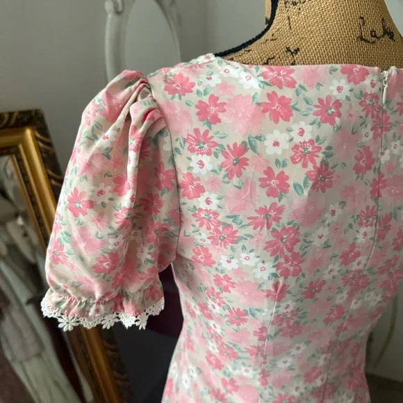 RIHOAS Retro Pink Floral Midi Dress - Picture 6 of 10